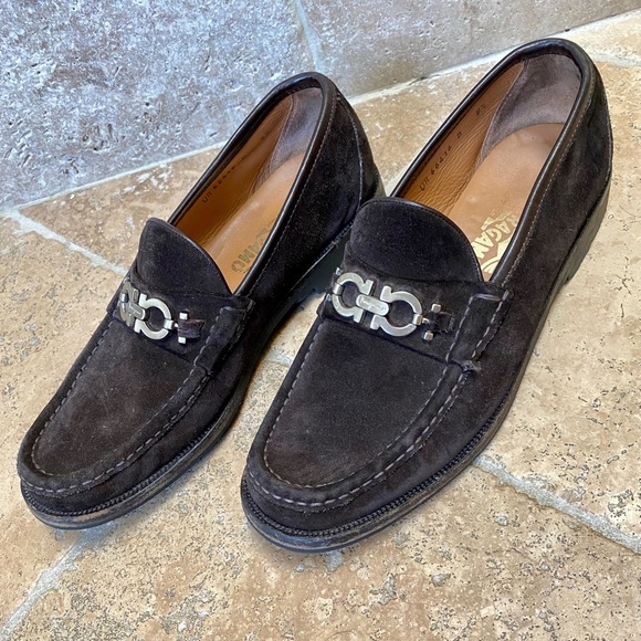 Salvatore Ferragamo brown suede loafers